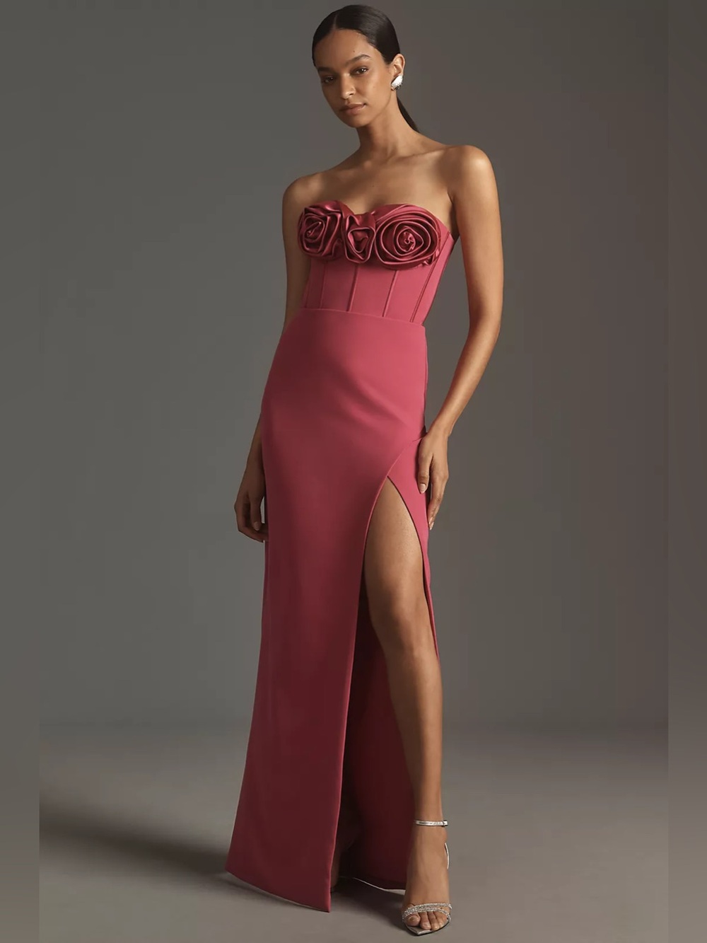 ML Monique Lhuillier Stella Strapless Maxi Dress